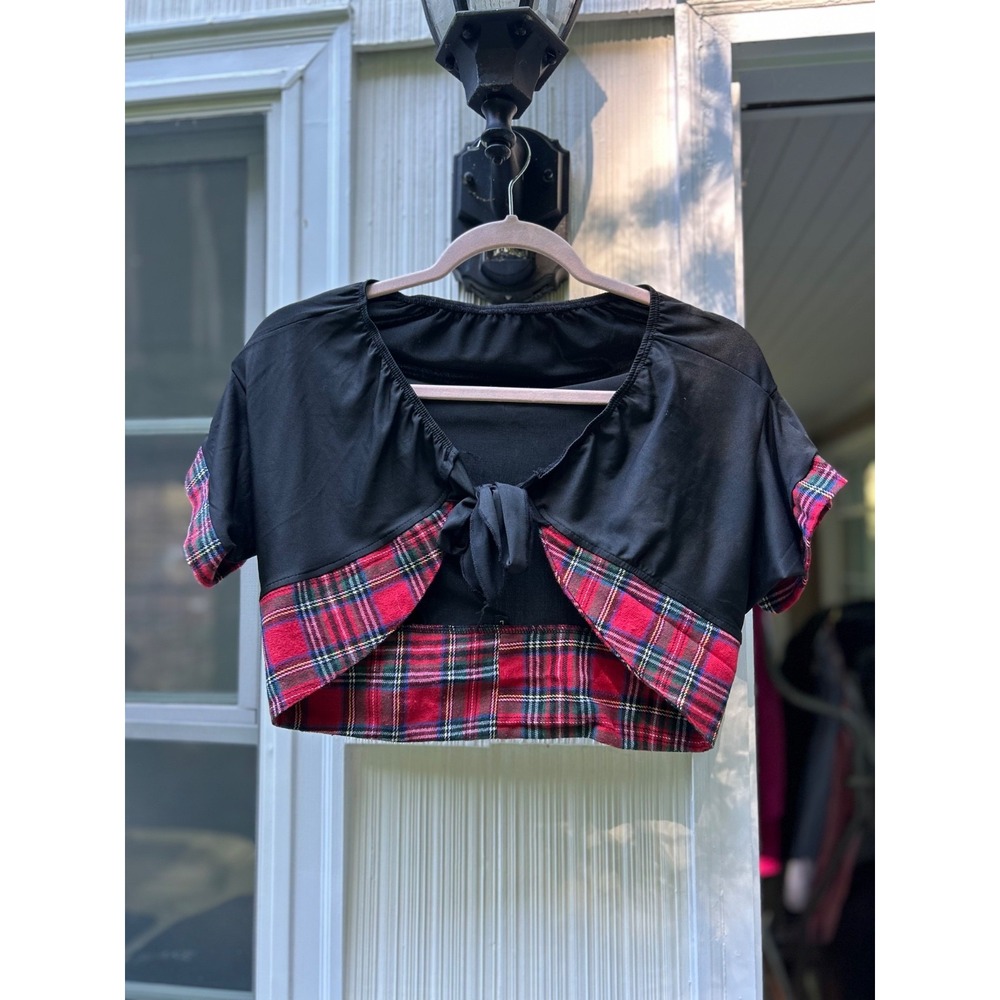 Sexy Plaid School Girl Cosplay Outfit Costume Mini Skirt Set Small Halloween